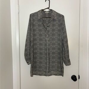 Pleione Black and White Plaid Blouse